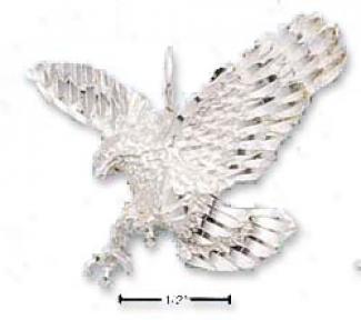 Sterling Silvery Small Dc Eagle In Flight Charm