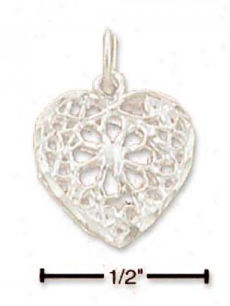 Sterling Silver Small Dc Open Weave Heart Charm