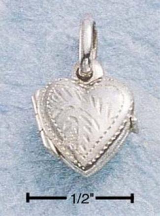 Sterling Silver Small Etched Heart Locket Pendant