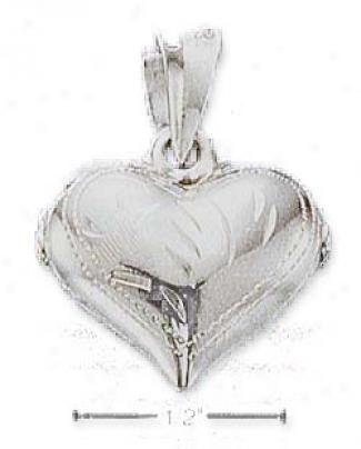 Sterling Silver Small Etched Heart Attraction