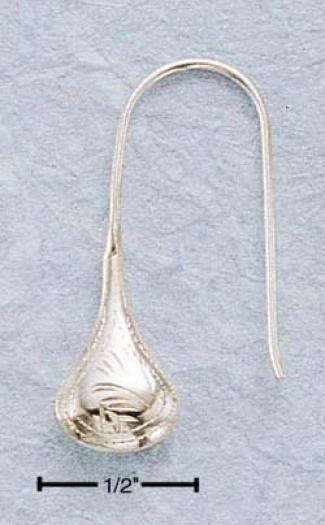 Sterling Silver Small Etched Teardrop Earrings