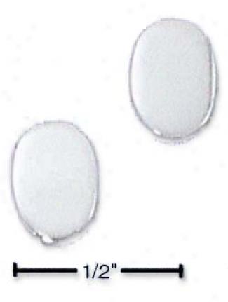 Sterling Silver Small Flat Rounded Edge Oval Post Earrings