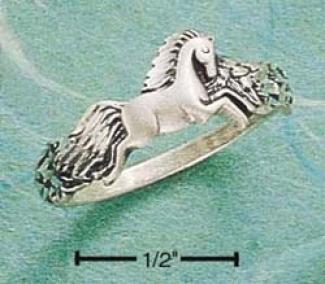 Sterling Silver Smail Galloping Horse Ring