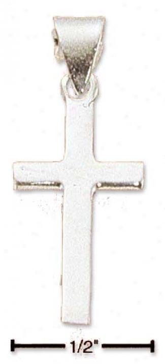 Sterling Silver Small High Polish Flat Simple Cross Pendant
