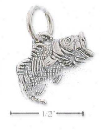 Sterling Silver Smalp Large Miuth Bass Charm