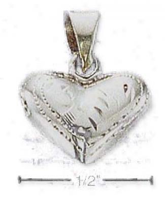 Sterling Silver Small Lightweight Engraved Puffed Heart