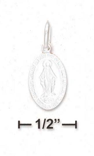 Sterling Silver Small Oval Miraculous Medal Charm