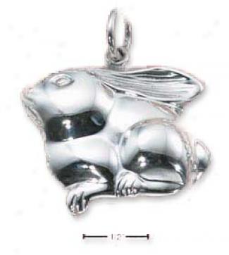 Sterling Silver Little Puffed Bunny Rabbit Charm