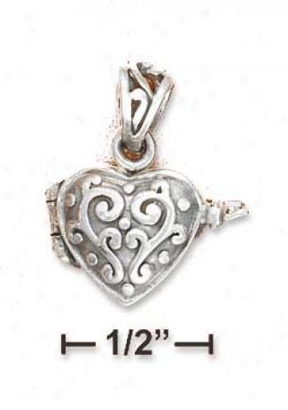 Stsrling Silver Small Puffed Heart Locket Hanging appendage