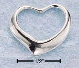 Sterling Silver Small Satin Diamond Cut Floating Heart Charm