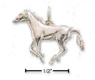 Sterling Silver Small Side View Galloping Cavalry Charm (3d)