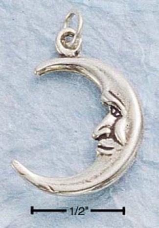 Sterling Silver Small Smiling Crescent Moon Chaem