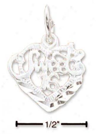 Sterling Silver Small Sweet 16 Inch In Love Charm