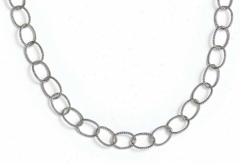 Sterling Silver Small Twist Oval Links 20 Inch Necklace