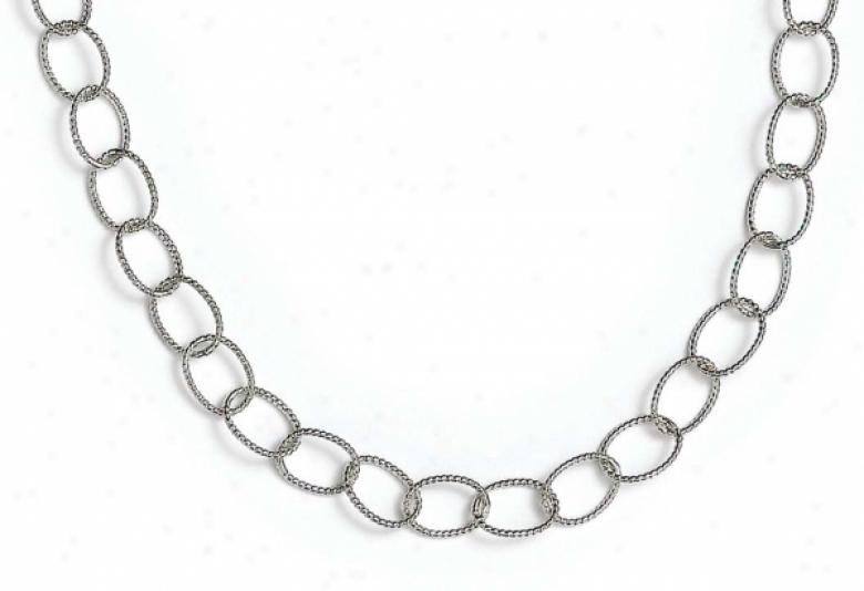 Sterling Silver Small Twist Oval Links 18 Inch Necklace