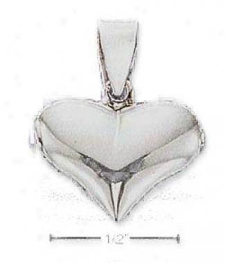 Sterling Silver Small Wide Strong-flavored Poolish Heart Charm