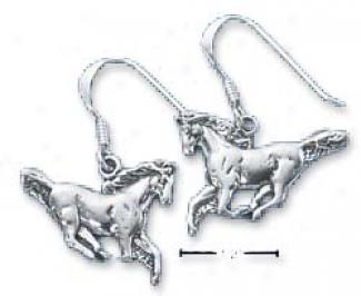 Sterling Silver Small Wild Stallion Dangle Earrings