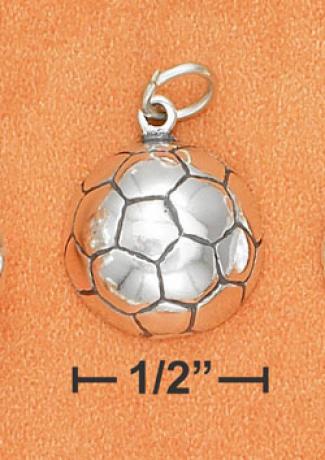 Sterling Silver Soccer Ball Charm With Hollow Back