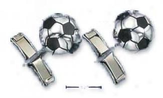 Sterling Silver Soccer Ball Cuff Links