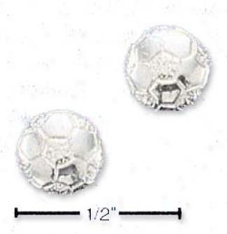 Sterling Silver Soccer Ball Post Earrings
