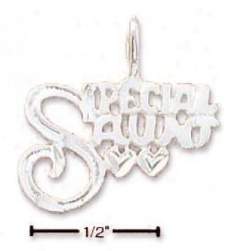 Sterling Silver Special Aunt With Two Hearts Charm