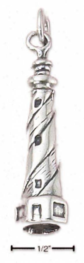 Sterling Silver Spiral Lighthouse With Windows Charm
