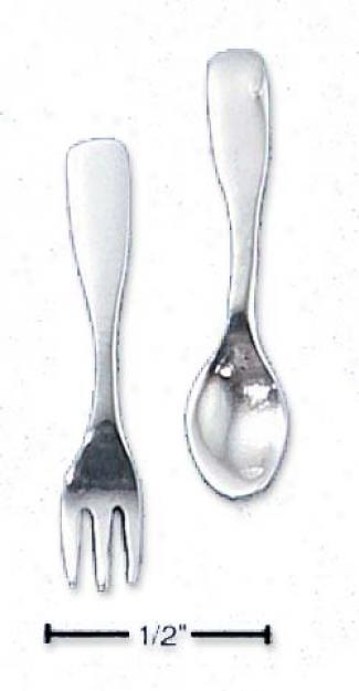 Sterling Silver Spoon And Fork Post Earrings
