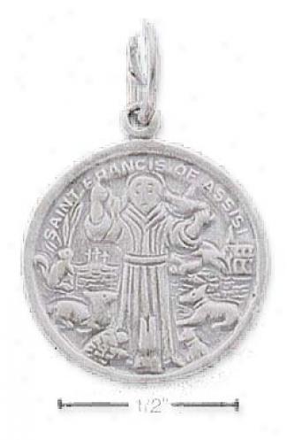 Sterling Silver St Francis Medallion Charm