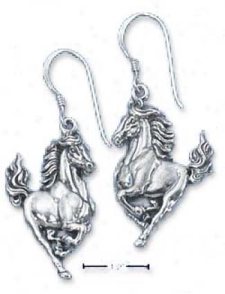 Sterling Silver Stallion Earrings On French Wires
