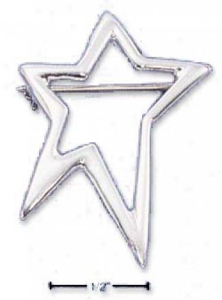 Sterling Silver Star Outline Pin