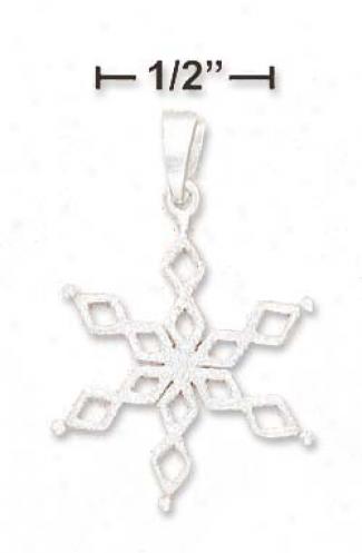 Sterling Soft and clear  Stardust Texture Open Snowflake Charm