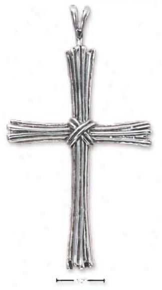 Sterling Silver Straw Cross With Center X Charm