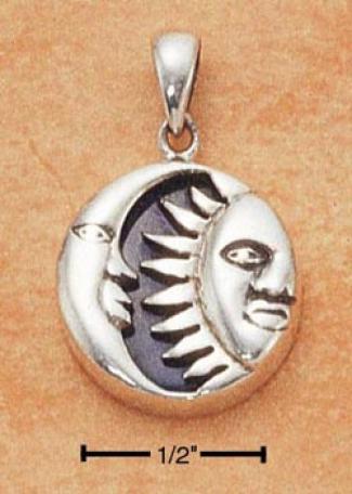 Sterling Silver Sun And Moon With Lapis Hanging appendage