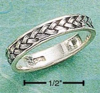 Sterling Silver Thin Antiqued Braid Band Ring