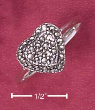 Sterling Silver Tiered Marcasite Hearts Ring
