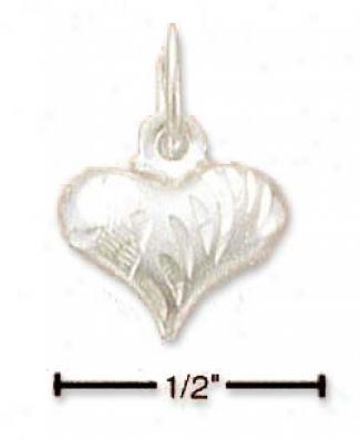 Sterling Gentle Tiy 10mm Etched Puffed Heart Charm