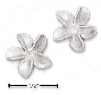 Sterling Silver Tiny Satin Flower Post Earrings