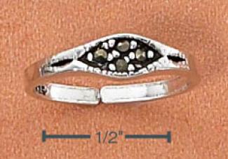 Sterling Silvr Toe Ring With Marquise Marcasite Inlay