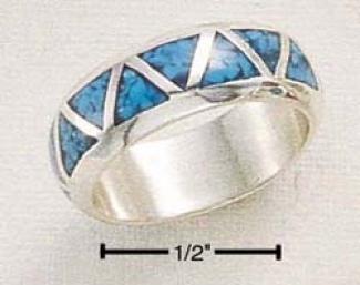 Sterling Silver Triangle Shaped Turquoise Inlay Wedding Ring