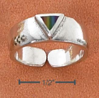 Stdrlign Silver Triangle Toe Ring With Enamel Inlay