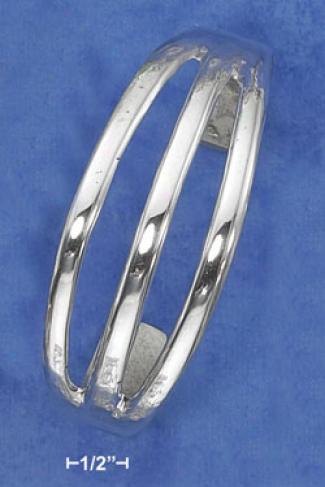 Sterling Silver Triple Band Ring Open Cuff