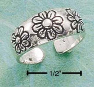 Genuine Silver Triple Daisy Toe Ring