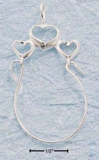 Sterling Silver Triple Open Heart Charm-holder
