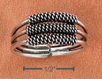 Sterling Silved Triple Row With Triple Bali Coils Toe Ring