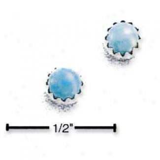 Sterling Silver Turquoise Dot Post Earrings