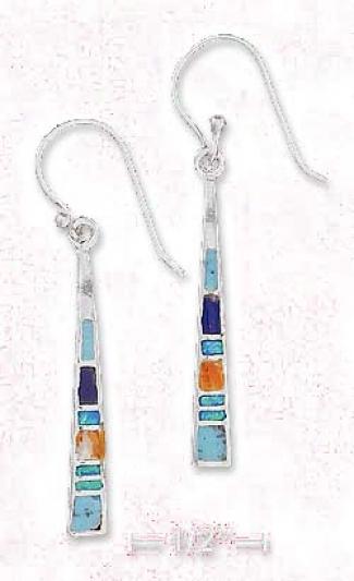 Sterling Silver Turquoise Lapis Bar Earrings