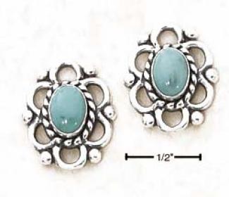 Sterling Silver Turquoise Open Loop Border Post Earrings