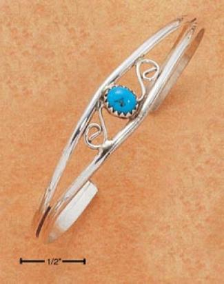 Sterling Silver Turquoise Open Wire Cuff With S Design