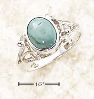 Sterling Silver Turquoise Ring With Small Flower Split Shank