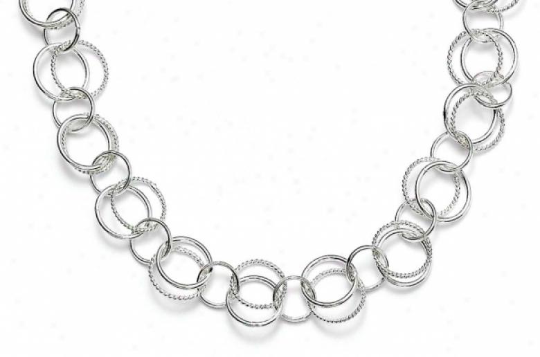 Sterling Silver Twist Polished Double Links 42 Inch Necklace